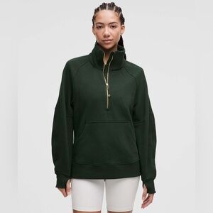Lululemon Scuba Oversized Funnel Neck Half Zip Long Rainforest Green Gold Sz M/L